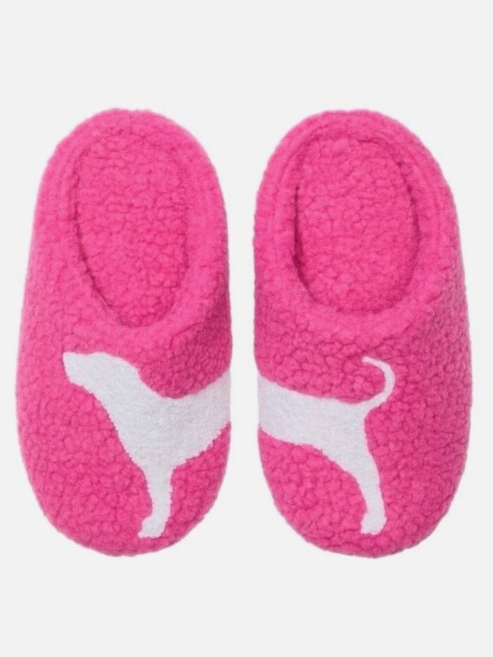 Victoria's Secret PINK Cozy Comfy Pink And White Dog Design Slippers NWT Women M